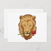 Carte Postale Lion avec Rose (Devant / Derrière)