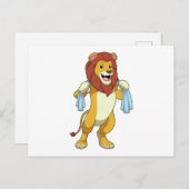 Carte Postale Lion avec serviette pour douche (Devant / Derrière)