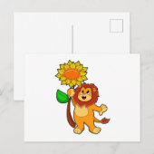 Carte Postale Lion avec tournesol fleur (Devant / Derrière)