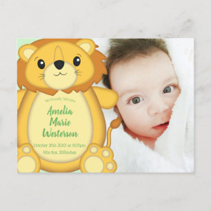 Carte Postale Lion Baby shower Safari
