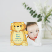 Carte Postale Lion Baby shower Zoo Circus Blue Boy (Debout devant)