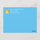 Carte Postale Lion Baby shower Zoo Circus Blue Boy (Dos)