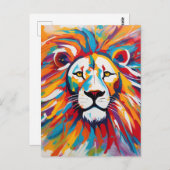 Carte Postale Lion blanc de beauté abstraite (Devant / Derrière)