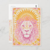 Carte Postale Lion céleste rose et orange (Devant / Derrière)