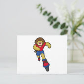 Carte Postale Lion comme patineur avec patins en ligne (Debout devant)