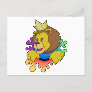 Carte Postale Lion comme Roi avec Couronne