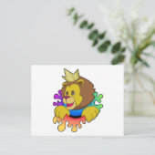 Carte Postale Lion comme Roi avec Couronne (Debout devant)