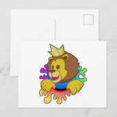 Carte Postale Lion comme Roi avec Couronne (Devant / Derrière)