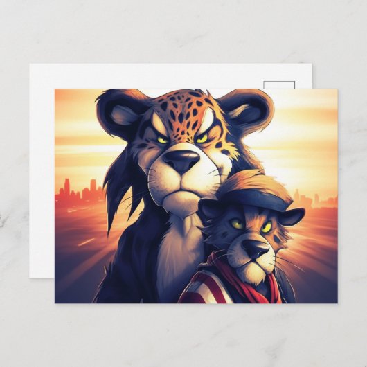 Carte Postale Lion Cute (Devant / Derrière)