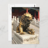 Carte Postale Lion de bronze de la Cité interdite (Devant / Derrière)