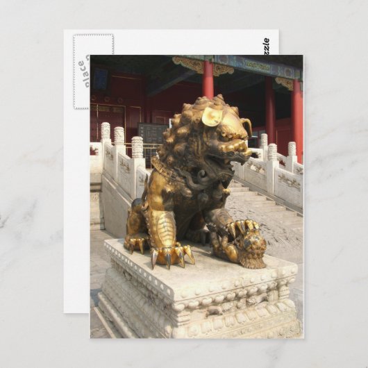 Carte Postale Lion de bronze de la Cité interdite (Devant / Derrière)