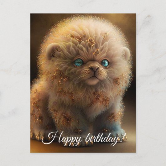 Carte Postale Lion de chiot glamour. (Devant)