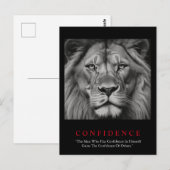 Carte Postale Lion de confiance noir blanc inspiré (Devant / Derrière)