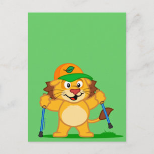 Carte Postale Lion de marche nordique