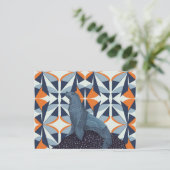 Carte Postale Lion de mer géométrique rétro-vibrant sur rocher (Debout devant)