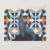 Carte Postale Lion de mer géométrique rétro-vibrant sur rocher (Devant)