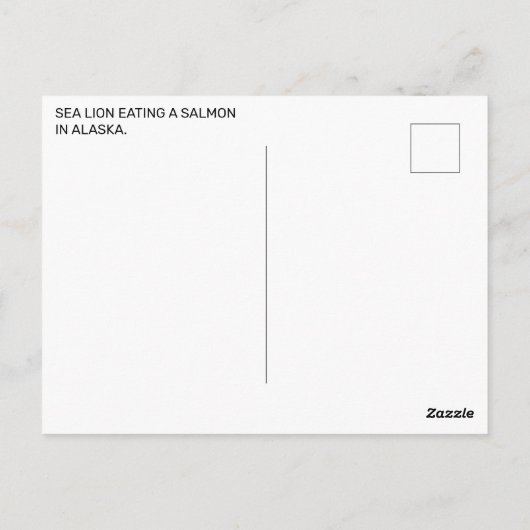Carte Postale Lion de mer mangeant un saumon en Alaska (Dos)