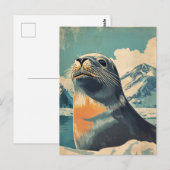 Carte Postale Lion de mer vintage (Devant / Derrière)