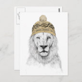 Carte Postale Lion d'hiver (Devant / Derrière)