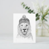 Carte Postale Lion d'hiver (bw) (Debout devant)