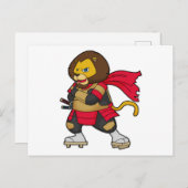 Carte Postale Lion en Guerrier avec Cape (Devant / Derrière)