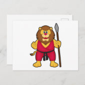Carte Postale Lion en guerrier avec lance (Devant / Derrière)