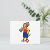 Carte Postale Lion en mécanicien avec clé (Debout devant)