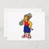 Carte Postale Lion en mécanicien avec clé (Devant / Derrière)