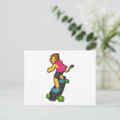 Carte Postale Lion en planche à roulettes avec skateboard (Debout devant)