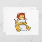 Carte Postale Lion endormi avec oreiller (Devant / Derrière)
