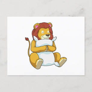 Carte Postale Lion endormi avec un oreiller