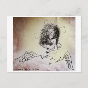Carte Postale Lion et agneau