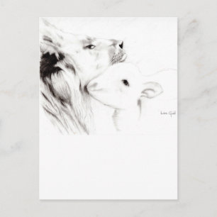 Carte Postale Lion et agneau