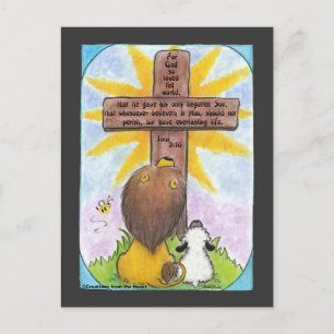 Carte Postale Lion et agneau à la croix