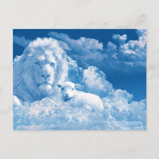 Carte Postale Lion et agneau dans les nuages (Devant)