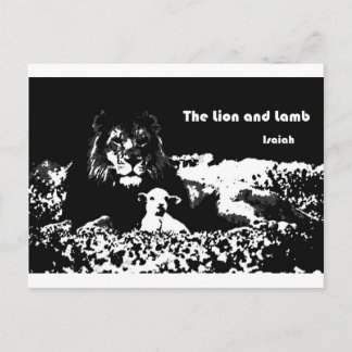 Carte Postale Lion et agneau noir et blanc