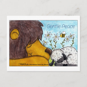 Carte Postale Lion et agneau paix douce