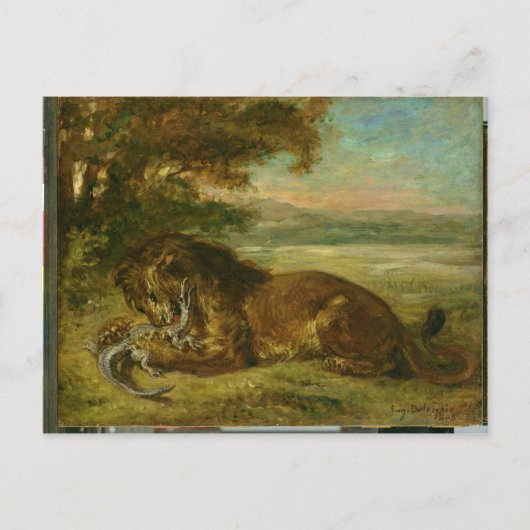 Carte Postale Lion et Alligator, 1863 (Devant)