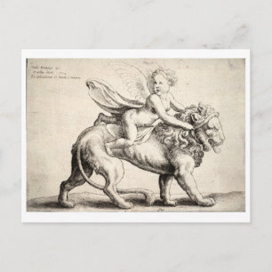 Carte Postale lion et cherub