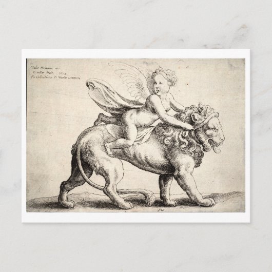 Carte Postale lion et cherub (Devant)