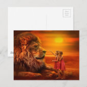 Carte Postale Lion et enfants (Devant / Derrière)