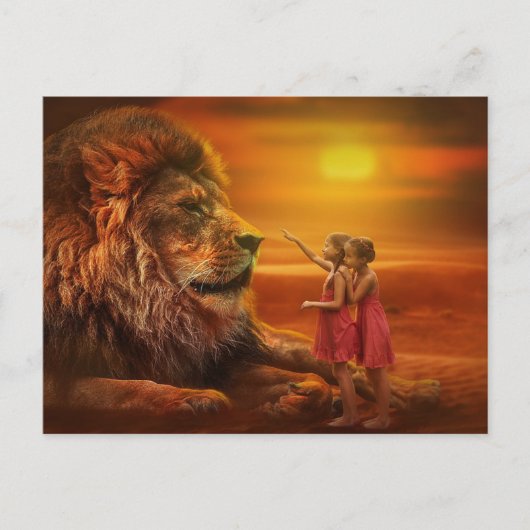 Carte Postale Lion et enfants (Devant)