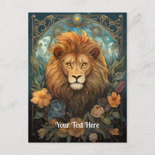 Carte Postale Lion et fleurs