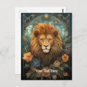 Carte Postale Lion et fleurs (Devant / Derrière)