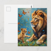 Carte Postale Lion Et Petit (Devant / Derrière)