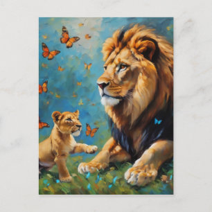 Carte Postale Lion Et Petit