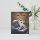 Carte Postale Lion et statue (Debout devant)