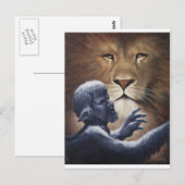 Carte Postale Lion et statue (Devant / Derrière)