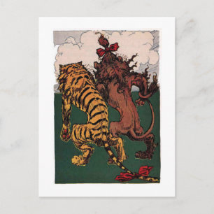 Carte Postale Lion et tigre