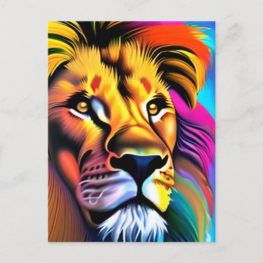 Carte Postale Lion Face Imaginaire mystique (Devant)